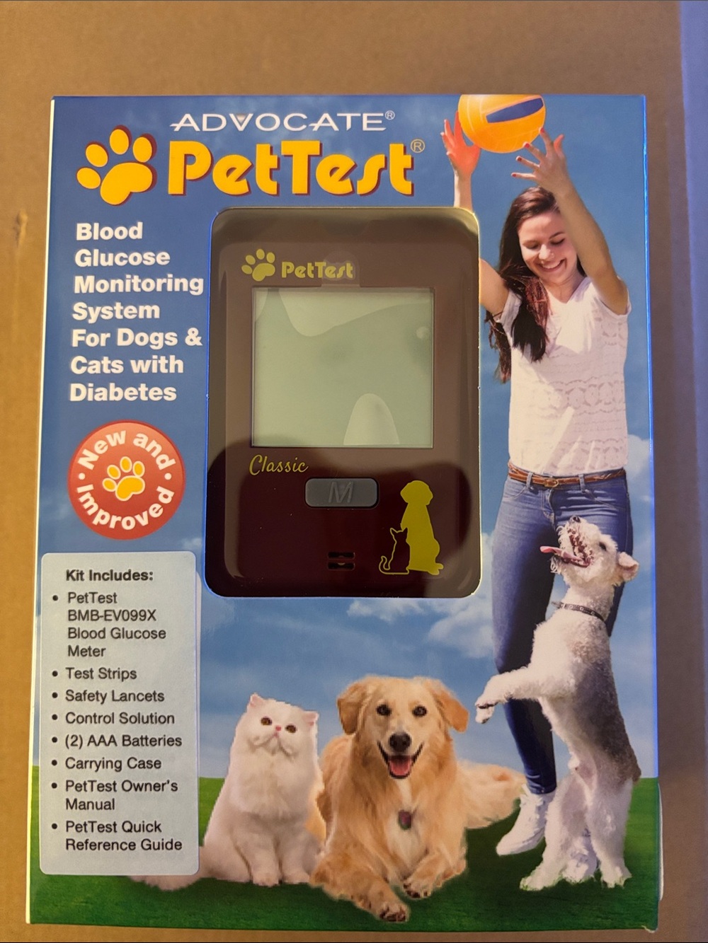 Advocate PetTest Classic Blood Glucose Meter for Dogs & Cats - Blue